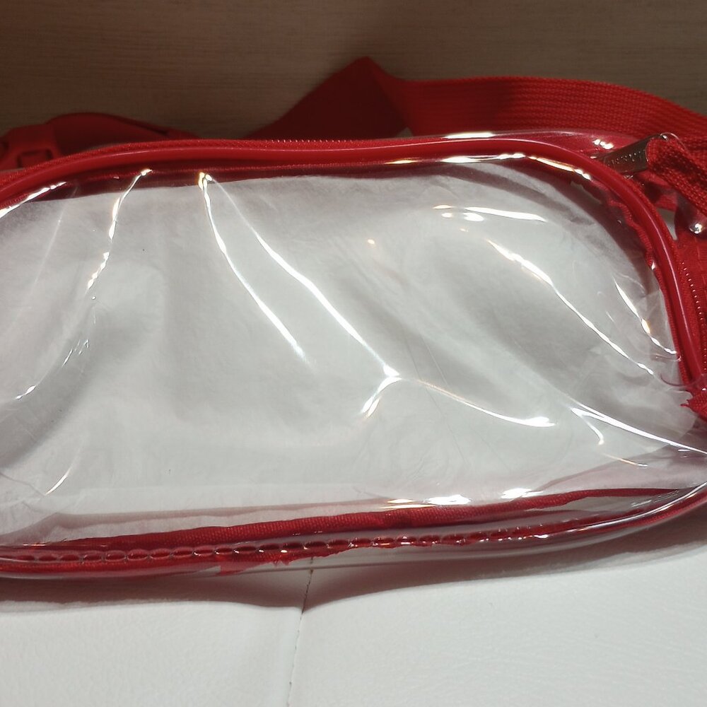 Clear / red trimmed stadium bag